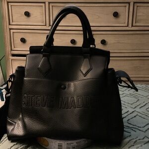 Steve Madden Black Textured Satchel